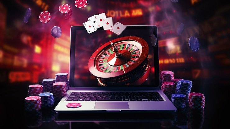 Live baccarat dealer at table with card results displayed on screen